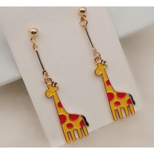 Small Animal Cute Rabbit Giraffe Silver Color Stud Earrings For Girls Fashion Jewelry Gift For Women oorbellen