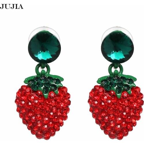 Wholesale JUJIA Cute Fruit Cherry Strawberry Earrings Special Design Jewelry Stud Earrings For Girls Party Accessories
