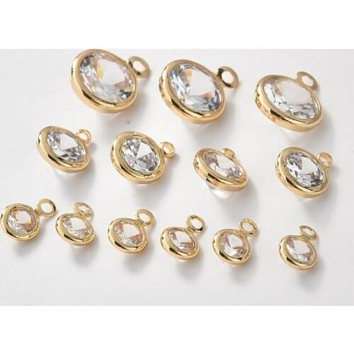 Min order 40pcs/lot handmade round shape copper/Zircon floating lock charms diy jewelry earrings/necklace/key accessory