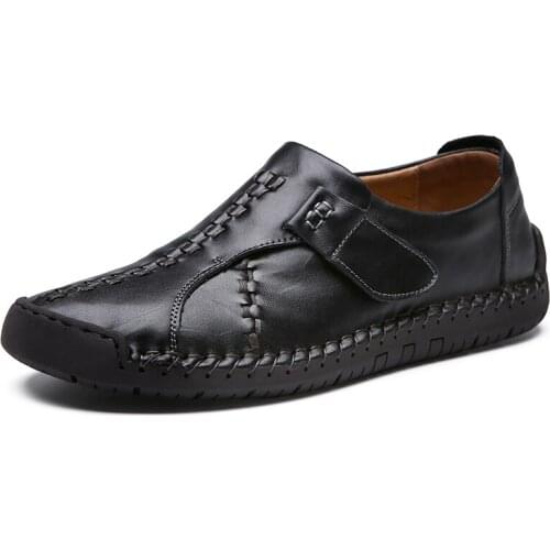 Mens large size 48 casual handmade leather shoes breathable handmade running shoes loafers mens moccasin