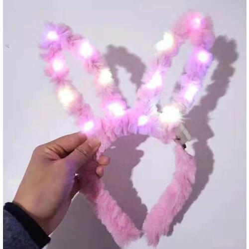Animal Rabbit Ears Headbands LED Flashing Light Headwear Easter Wedding Valentines Day Birthday Party Decoration Gift