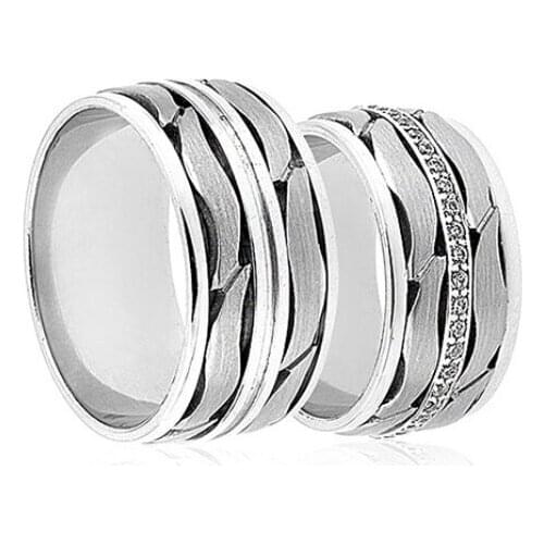 Couple Wedding Ring Sterling Silver 925 Woman And Man Luxury Jewelry Bands Fashion Engagement Anniversary Ancient Greek Model