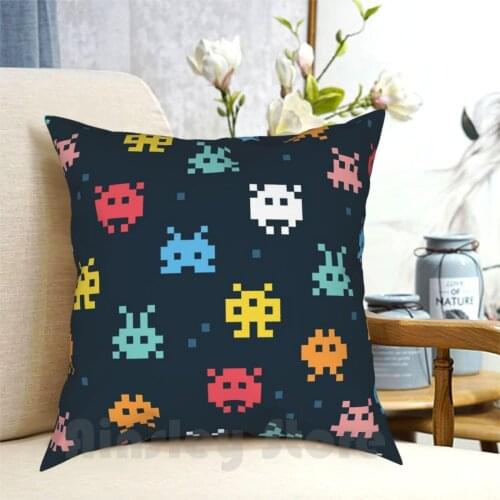 Pixel | Pixel Monsters Pillow Case Printed Home Soft Throw Pillow Retro Space Space Invaders Arcade Invaders Game Geek