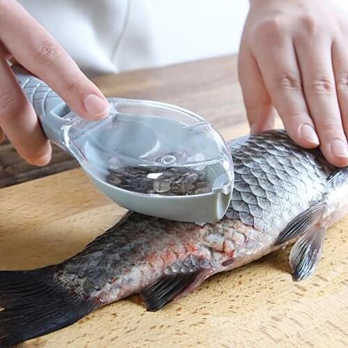 Plastic Fish Scales Graters Scraper Fish Cleaning Tool Scraping Scales Device with Cover Home Kitchen Cooking Tools Accessories