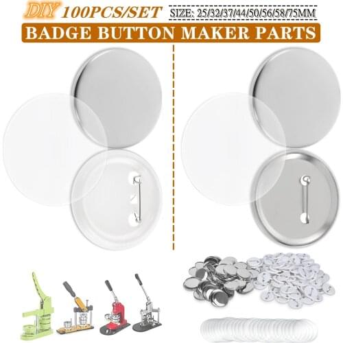 30/50/100 Sets Blank Pin Button Badge Maker Making Parts Material Supplies 25MM DIY Button Maker Badge Punch Press Machine Parts