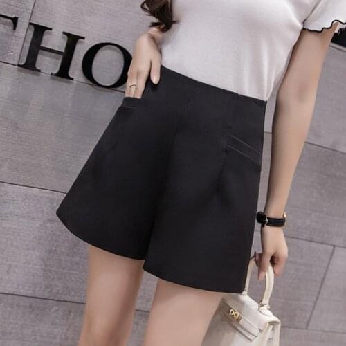 Plus Size High-waist Chiffon Shorts Women For Summer 2020 Slim Loose Black Ladies Short Female Casual White Shorts Women