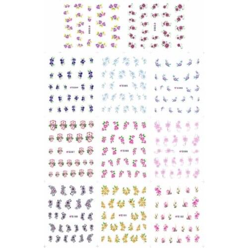 11 PACKS / LOT 3D SIMULATION FLOWER PEACH BLOSSOM JASMINE CARNATION SELF-ADHESIVE NAIL TATTOOS STICKER E056-E093-102