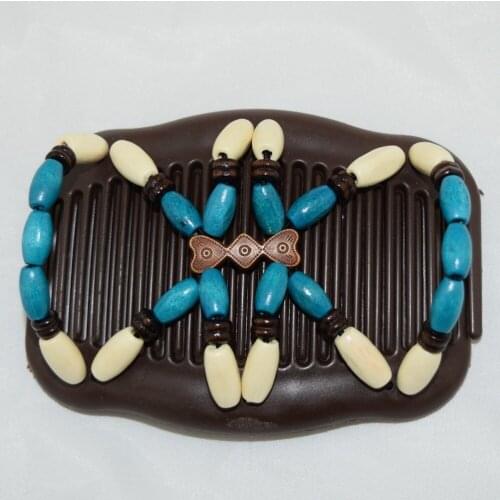 Blue and cream Lady Flower Beaded 20 pcs / lot Magic Strecthy Hair Combs Double Clips Tuck Combs Hair Accessories Hairpins