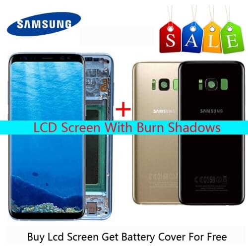 Super AMOLED For Samsung Galaxy S8 Lcd S8 plus Lcd Display G950 G950F G955fd G955F Burn-in Shadow Screen With Gift S8 Back Cover
