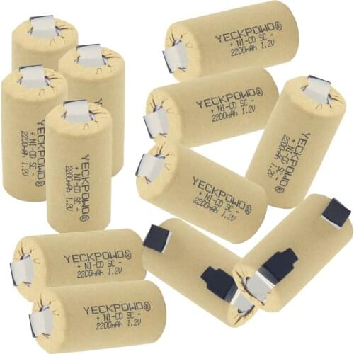 Real capacity guaranteed 12 pcs SC batteries 2200mAh 1.2V sub C battery NICD welding tabs akkus for screwdrivers for USAG