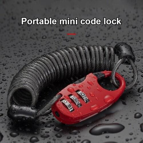 Bicycle Lock Outdoor Helmet Lock Anti-theft 3 Digit Password Bike Locks for Scooter Motorcycle Portable Road Bike Cable Lock