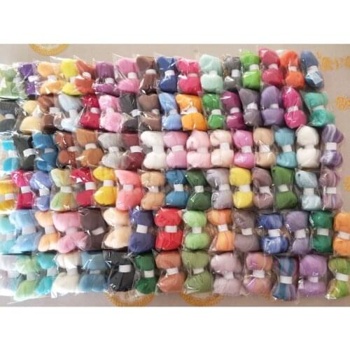 WFPFBEC felt 70s wool for needle felting kit doll merino wool roving sheep fiber wool diy crafa 93 colors 10g/color 5g/color