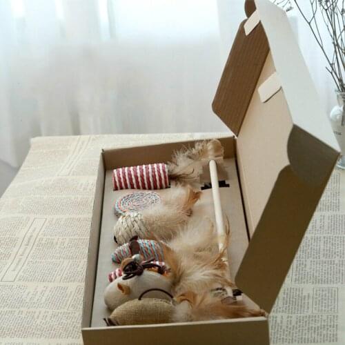 Yooap New Pet funny cat stick 7 piece set Funny cat combination set Small fish wood rod mouse funny cat stick cat toy