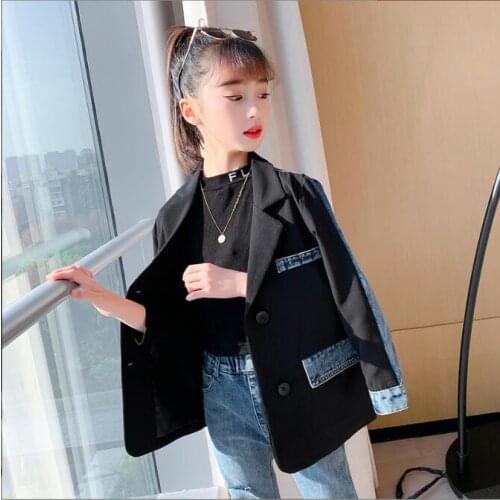 2021 Korean style girls blazer short sleeve fashion summer girls top 6-12t B343