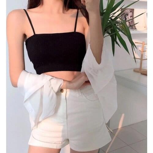 Solid Color Sexy Tank Crop Tops Women Summer Basic Crop Top Streetwear Sleeveless Camis Cool Girls Cropped Tee Camisole Femme