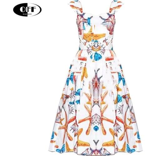 Designer Runway Summer Women Midi Dresses French Chic Elegant Spaghetti Strap Floral Midi Dress Lady Clothes Robe женское платье