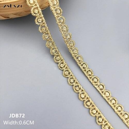 Zsbszc new 2 yards Width 0.6CM sewn gold lace trim braid lace DIY garment accessories macrame embroidery lace free ship JDB72
