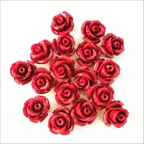 100pcs Red Flower Clay Beads for Charms Rings Making Top Size 10mm Rose Flowers as Craft hot Selling for DIY jewelry accessories