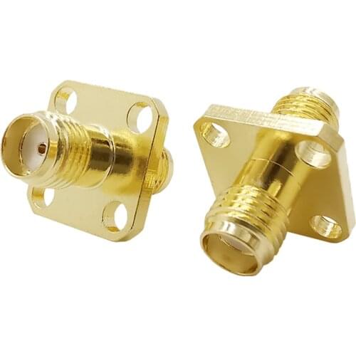 2Pcs SMA Female Panel Mount Connector 4 Holes Flange to SMA Female Jack Deck Solder RF Connectors