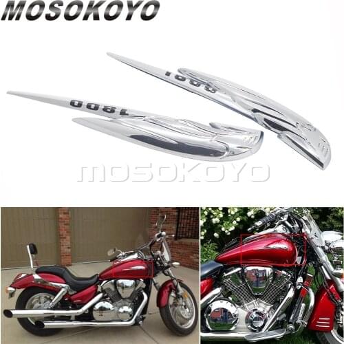 2pcs/Pair Motorcycle 3D Chrome Fuel Gas Tank Badge Emblem Fairing Decal Sticker For Honda VTX1800 VTX 1800