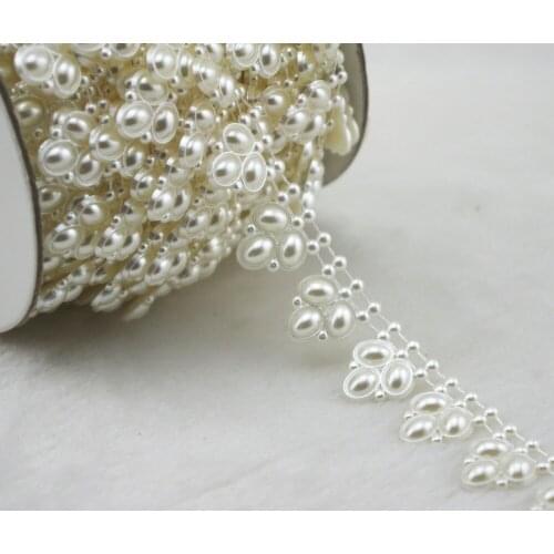 22mm Grape Shaped ivory Pearl Chain Trims Sewing Crafts Costume Applique Wedding Decoration LZ147