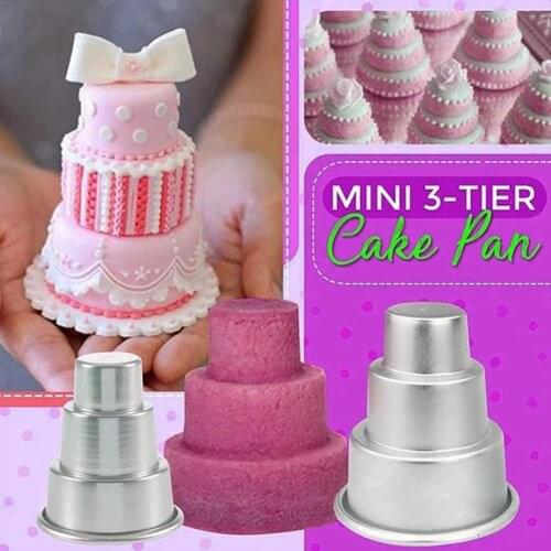 Aluminum Alloy 3 Tier Cake Molud Non-stick Cupcake Cookie Chocolate Puddings Baking Pan Cake Tray DIY Decoration Tools Mold