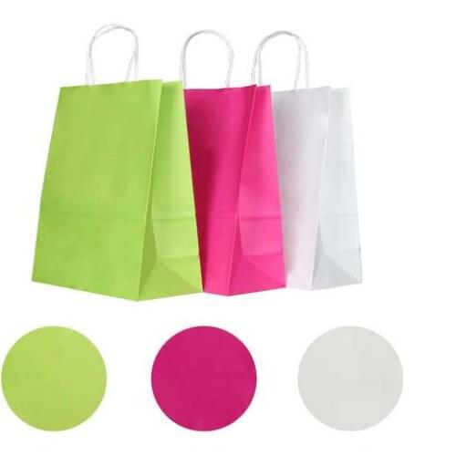 40PCS/lot Kraft paper bag with handles/21*15*8cm / Festival gift bags for wedding baby birthday party