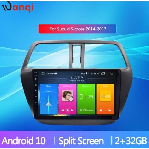Wanqi Android10 9 inch Car GPS Navigation for Suzuki S-CROSS 2014 2015 2016 2017 Monitor Wifi SWC Mirror Link BT NO DVD 1 DIN