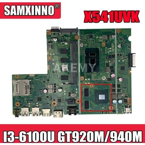 Akemy New For Asus X541UVK X541UJ X541UV X541U F541U R541U motherboard laptop motherboard W/ 8GB RAM/I3-6100U GT920M/940M