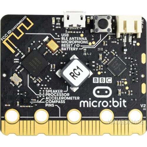 BBC micro:bit V2, Upgraded Processor, Built-In Speaker And Microphone, Touch Sensitive Logo, Microphone and LED indicator