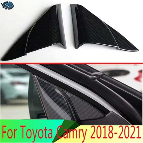 For Toyota Camry 2018 2019 Car Decoration Carbon Fiber Style Interior Front Door Triangle Cover Trim A Pillar Trim Audio Frame
