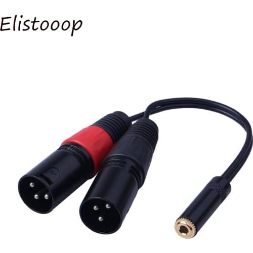 Elistooop 3.5mm TRS 1/8inch Stereo Female Jack to Dual XLR 3 Pin male Plug Y Splitter Microphone Extension Cable Wire