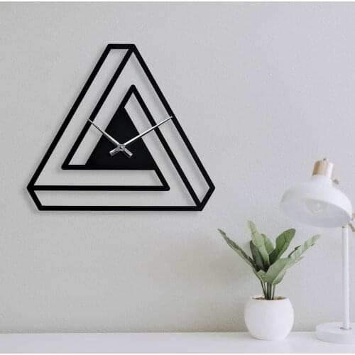 GuzelArt Triangle Wall Clock Modern Design Living Room Decoration Wooden Home Decoration Accessories Wall Decor Black