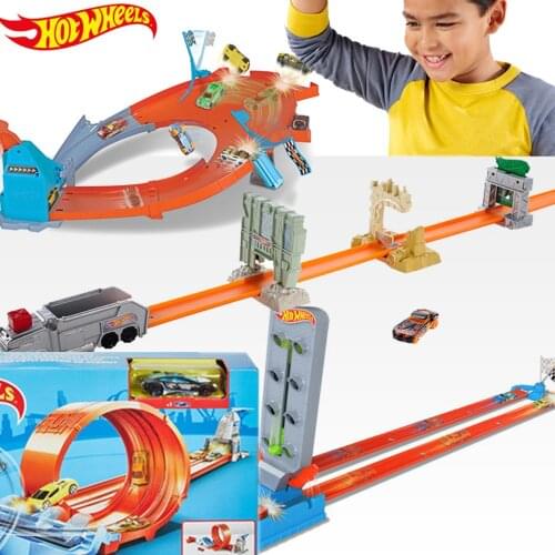 Hot Wheels New Track Toy Builder Straight With Diecast Car Connect with Other hotwheels Track Brinquedo pista BHT77For Gif