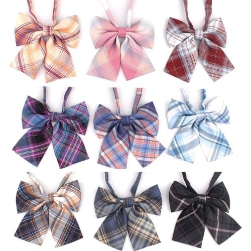 JK Ladies Plaid Bowtie Casual Bow Tie For Women Uniform Collar Butterf Bowknot Adult Check Bow Ties Cravats Cotton Girls Bowties