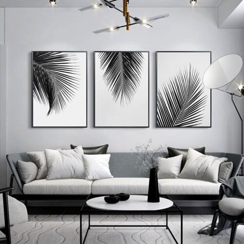 Nordic Style Black White Leaf Canvas Painting for Living Room Decorative Picture Print Wall Art Poster Modern Simple Home Decor