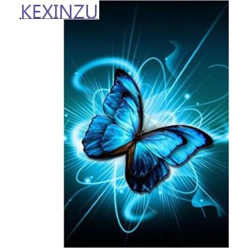Kexinzu 5D DIY Full Square Round Diamond Painting Cross Stitch Animal Butterfly 3D Diamond Embroidery Mosaic Work Gift 01
