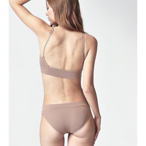 2020 New Ladies Sexy Low Back Bralette Bra Sets Soft Ultra Thin Underwear Set Women White Sexy Lingerie Female Bra Panties