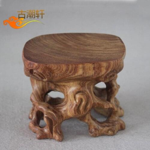 Mahogany root carving base solid wood can be sewed strange stone stone jade purple sand teapot tea set decoration base