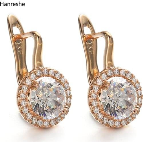Hanreshe Copper Stud Earrings AAA Natural Zircon Exquisite Earrings Punk Jewellery Party Luxury Beautiful Earrings Women Gift