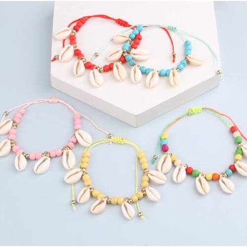 Multicolor Boho Natural Shell Conch Rope Anklets For Women Sea Anklet Beach Barefoot Ankle Leg Chain Foot Bohemian Jewelry Gifts