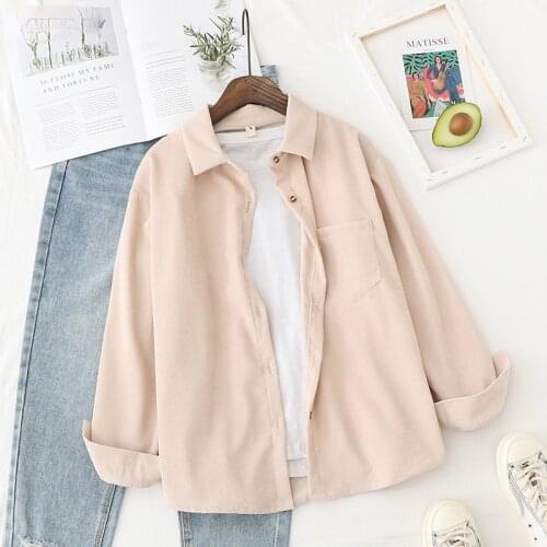 Fashion Woman Blouses 2021 Corduroy Shirts Womens Tops and Blouses Long Sleeve Summer Ladies Solid Loose Boyfriend Style Shirt