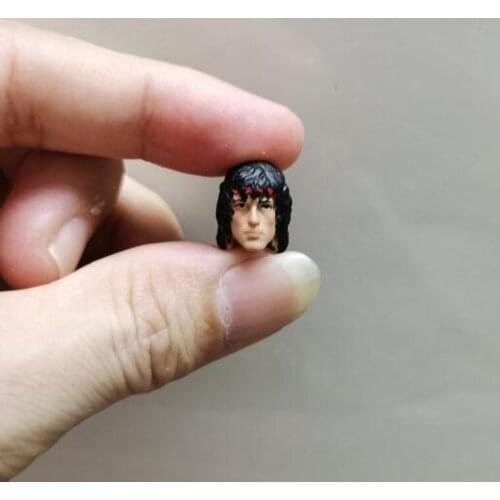 Painted 1/18 Scale Action Star John Rambo Head Sculpt Fit 3.75" Figure