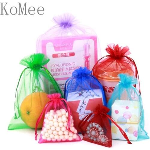 Wholesale 500pcs/lot Multi Colors Organza Bags Wedding Party Favor Gift Bag Pouches Nice Boutique Cosmetics Gifts Packaging Bags