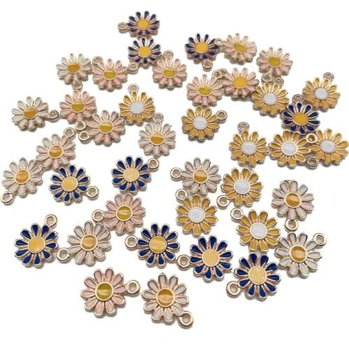 Peixin 10Pcs/Set colorful cute flower pendant white yellow pink blue pendant accessories for DIY earrings handmade supplies