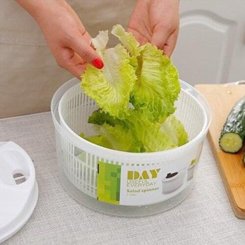 Manual Lettuce Leaf Vegetable Dehydrator Salad Spinner Strainer Drain Filter E7CB