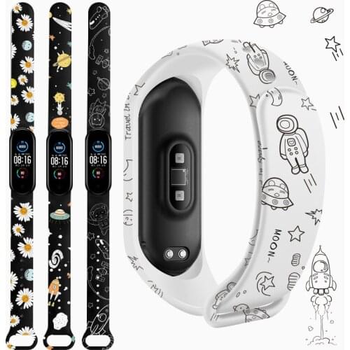 Silicone Printed Watchband For Xiaomi Mi Band 6 5 4 3 Sports Bracelet Wristband for mi band 5 4 Smart Watch Replacement Strap