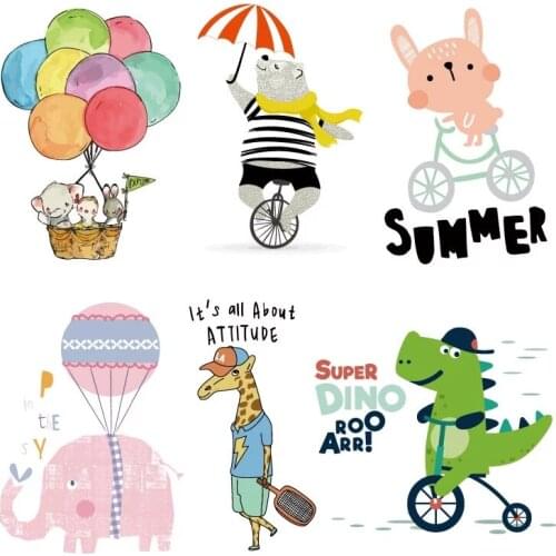 Cute Animal Baby Patch Iron on Transfer Cartoon Unicorn Patches for Kids Clothing DIY T-shirt Appliques Heat Transfer Vinyl Sti