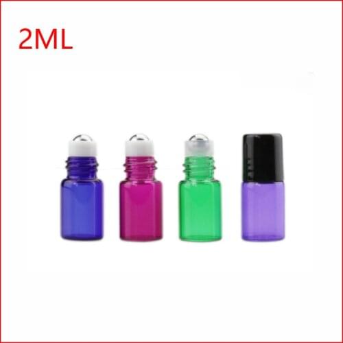 2ml glass Refillable Mini Roll On Empty Fragrance Perfume Essential Oil Bottles With Metal Ball Roller Cosmetic Container