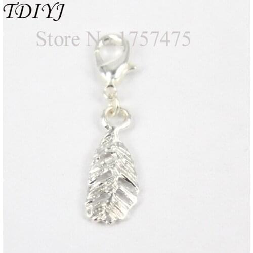 TDIYJ New Feather Charms Pendants with Lobster Clasp for Memory Locket 10pcs/lot